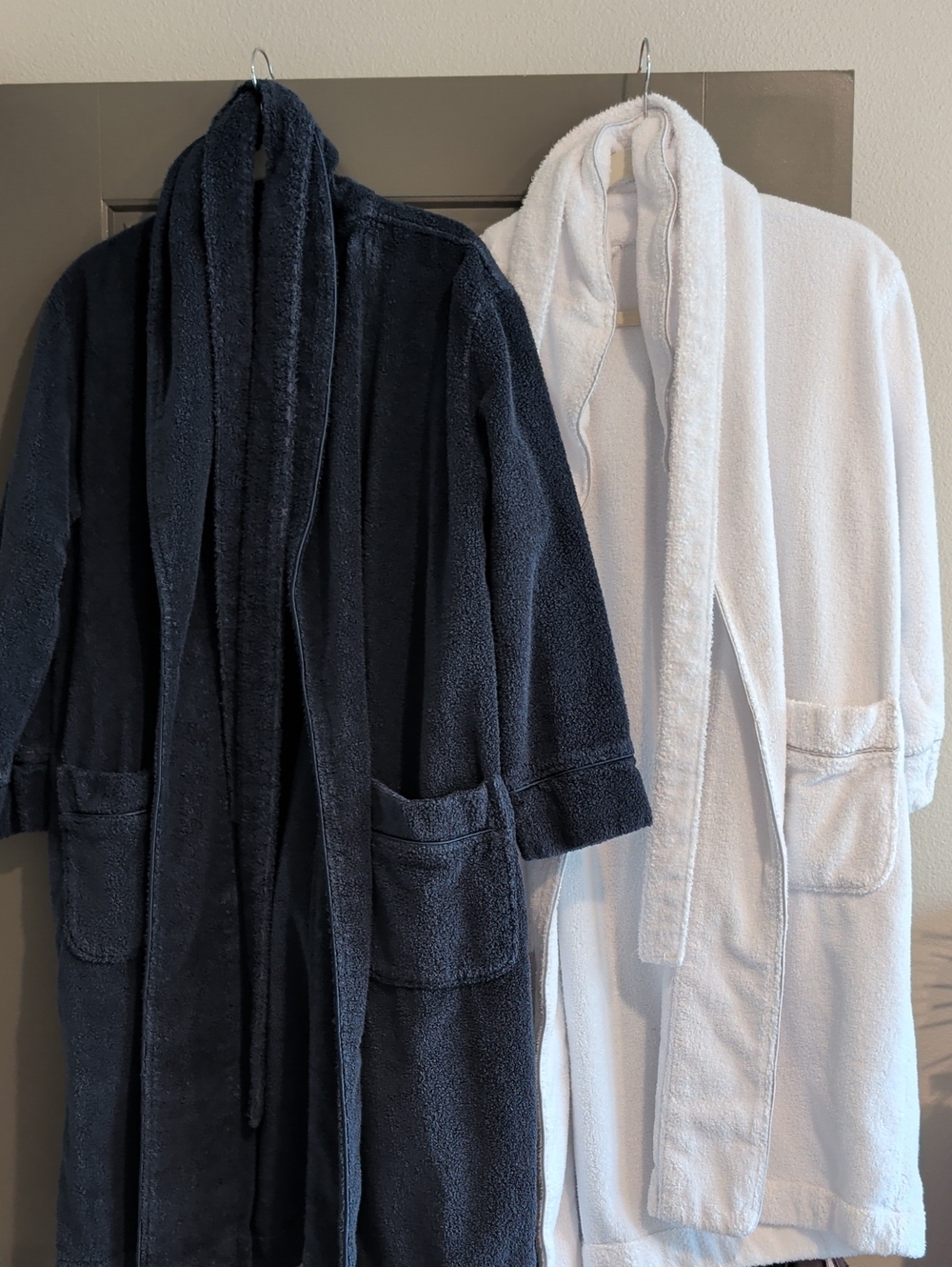 Hotel Collection Terry Bathrobes in Navy and White (For Her & His)